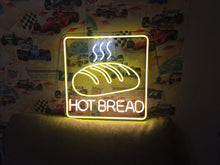 Load image into Gallery viewer, Hot bread neon sign, fresh bread neon sign, bakery neon sign, loaf bread neon sign, bread shop neon sign, hot fresh bread sign, neon bread sign, artisan bread neon sign, bread bakery neon light, warm bread neon sign