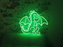 Load image into Gallery viewer, Dragon neon sign, cute dragon neon sign, small dragon neon light, dragon kid neon sign, cartoon dragon neon sign, kawaii dragon neon sign, tiny dragon neon sign, fantasy dragon neon sign, glowing dragon neon sign, adorable dragon neon light