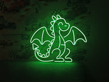 Load image into Gallery viewer, Dragon neon sign, cute dragon neon sign, small dragon neon light, dragon kid neon sign, cartoon dragon neon sign, kawaii dragon neon sign, tiny dragon neon sign, fantasy dragon neon sign, glowing dragon neon sign, adorable dragon neon light