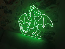 Load image into Gallery viewer, Dragon neon sign, cute dragon neon sign, small dragon neon light, dragon kid neon sign, cartoon dragon neon sign, kawaii dragon neon sign, tiny dragon neon sign, fantasy dragon neon sign, glowing dragon neon sign, adorable dragon neon light