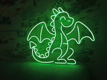 Load image into Gallery viewer, Dragon neon sign, cute dragon neon sign, small dragon neon light, dragon kid neon sign, cartoon dragon neon sign, kawaii dragon neon sign, tiny dragon neon sign, fantasy dragon neon sign, glowing dragon neon sign, adorable dragon neon light