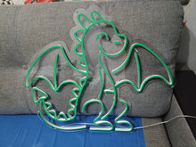 Load image into Gallery viewer, Dragon neon sign, cute dragon neon sign, small dragon neon light, dragon kid neon sign, cartoon dragon neon sign, kawaii dragon neon sign, tiny dragon neon sign, fantasy dragon neon sign, glowing dragon neon sign, adorable dragon neon light