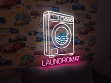Load image into Gallery viewer, Laundry neon sign, laundromat neon sign, open laundry sign, wash and fold neon sign, self service laundry sign, coin laundry neon sign, dry cleaning neon sign, laundry room neon light, laundry open sign, neon laundry light