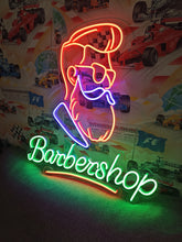 Load image into Gallery viewer, Barbershop neon sign, Neon barber sign, Barber pole neon sign, Neon hair salon sign, Neon open sign for barber shop