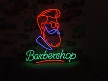 Load image into Gallery viewer, Barbershop neon sign, Neon barber sign, Barber pole neon sign, Neon hair salon sign, Neon open sign for barber shop