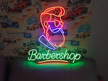 Load image into Gallery viewer, Barbershop neon sign, Neon barber sign, Barber pole neon sign, Neon hair salon sign, Neon open sign for barber shop