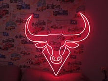 Load image into Gallery viewer, Bull neon sign, longhorn neon sign, bull neon light, Cow neon sign, Neon bull head sign, Western-themed neon sign, texas neon sign