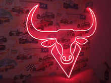 Load image into Gallery viewer, Bull neon sign, longhorn neon sign, bull neon light, Cow neon sign, Neon bull head sign, Western-themed neon sign, texas neon sign