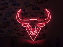 Load image into Gallery viewer, Bull neon sign, longhorn neon sign, bull neon light, Cow neon sign, Neon bull head sign, Western-themed neon sign, texas neon sign