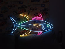 Load image into Gallery viewer, Yellowfish tuna neon sign, neon yellowfish tuna light, tuna fish neon sign, neon tuna sign, seafood neon sign, fishing neon sign, ocean fish neon light, big fish neon sign, sushi neon sign, fresh tuna neon sign, deep sea fish neon light