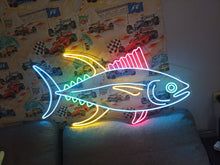 Load image into Gallery viewer, Yellowfish tuna neon sign, neon yellowfish tuna light, tuna fish neon sign, neon tuna sign, seafood neon sign, fishing neon sign, ocean fish neon light, big fish neon sign, sushi neon sign, fresh tuna neon sign, deep sea fish neon light