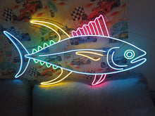 Load image into Gallery viewer, Yellowfin Tuna Neon Sign, Ahi Tuna Neon Sign, Offshore Fish Neon Sign Multicolor