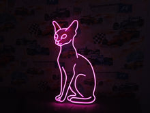 Load image into Gallery viewer, Sphynx Cat Neon Sign – Minimalist Egyptian Cat Wall Light – Modern Hairless Pet Decor – Glowing Feline Line Art for Cat Lovers