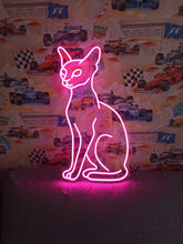 Load image into Gallery viewer, Sphynx Cat Neon Sign – Minimalist Egyptian Cat Wall Light – Modern Hairless Pet Decor – Glowing Feline Line Art for Cat Lovers