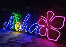 Load image into Gallery viewer, Aloha - LED Neon sign, Aloha hawaii neon sign, Man cave Aloha neon sign
