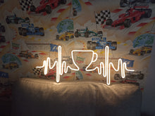 Load image into Gallery viewer, Pulse with cup neon sign, Pulse neon sign, coffee cup neon sign, coffee neon sign, heartbeat coffee sign - LED light neon lamp