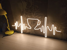 Load image into Gallery viewer, Pulse with cup neon sign, Pulse neon sign, coffee cup neon sign, coffee neon sign, heartbeat coffee sign - LED light neon lamp