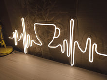 Load image into Gallery viewer, Pulse with cup neon sign, Pulse neon sign, coffee cup neon sign, coffee neon sign, heartbeat coffee sign - LED light neon lamp