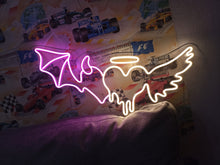 Load image into Gallery viewer, Angel demon heart neon sign, Neon sign angel demon wings, Angel and demon neon light, Angel and demon wings neon sign, angel devil heartwing