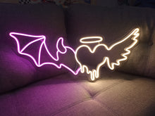 Load image into Gallery viewer, Angel demon heart neon sign, Neon sign angel demon wings, Angel and demon neon light, Angel and demon wings neon sign, angel devil heartwing