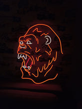 Load image into Gallery viewer, Neon gorilla sign, Gorilla face neon light, Open mouth gorilla neon