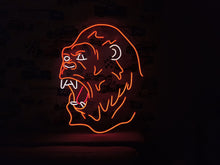 Load image into Gallery viewer, Neon gorilla sign, Gorilla face neon light, Open mouth gorilla neon, Neon sign with gorilla, Monkey face with open mouth neon light