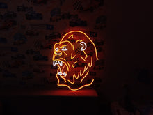 Load image into Gallery viewer, Neon gorilla sign, Gorilla face neon light, Open mouth gorilla neon, Neon sign with gorilla, Monkey face with open mouth neon light