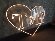 Load image into Gallery viewer, Wedding Neon sign with custom initials in heart, neon nameswedding hearth, initial neon sign, wedding neon sign for reception