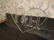 Load image into Gallery viewer, Wedding Neon sign with custom initials in heart, neon nameswedding hearth, initial neon sign, wedding neon sign for reception