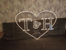 Load image into Gallery viewer, Wedding Neon sign with custom initials in heart, neon nameswedding hearth, initial neon sign, wedding neon sign for reception
