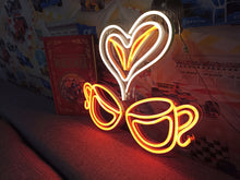 Load image into Gallery viewer, Coffee cup neon sign, coffee neon sign, neon coffee bar sign, espresso cup neon sign, coffee cup with love, coffee stuff neon sign, cafeneon