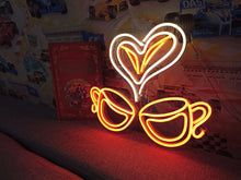 Load image into Gallery viewer, Coffee cup neon sign, coffee neon sign, neon coffee bar sign, espresso cup neon sign, coffee cup with love, coffee stuff neon sign, cafeneon