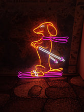 Load image into Gallery viewer, Dachshund Skiing Neon Sign, Snow Skiing Dachshund Led Sign, Skiing Dog Led Light, Pet Skiing Player Neon Light, Animal Sport Room Wall Decor