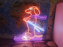 Load image into Gallery viewer, Dachshund Skiing Neon Sign, Snow Skiing Dachshund Led Sign, Skiing Dog Led Light, Pet Skiing Player Neon Light, Animal Sport Room Wall Decor