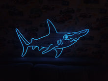 Load image into Gallery viewer, Shark hammer neon sign, shark hammer neon sign, neon hammerhead sign, hammerhead neon light, neon shark sign, hammerhead shark neon