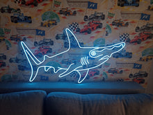 Load image into Gallery viewer, Shark hammer neon sign, shark hammer neon sign, neon hammerhead sign, hammerhead neon light, neon shark sign, hammerhead shark neon
