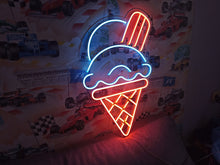 Load image into Gallery viewer, Neon ice cream cone with balloons, Ice cream Neon sign, Ice cream cone neon sign, Neon dessert sign, Ice cream neon light