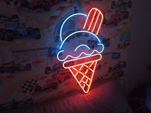 Load image into Gallery viewer, Ice Cream Cone Neon Sign, Scoop Ice Cream Neon Sign, Waffle Cone Neon Sign