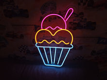 Load image into Gallery viewer, Neon sign ice cream, Ice cream Neon sign, Ice cream cone neon sign, Neon dessert sign, Ice cream neon light