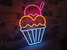 Load image into Gallery viewer, Neon sign ice cream, Ice cream Neon sign, Ice cream cone neon sign, Neon dessert sign, Ice cream neon light
