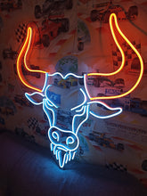 Load image into Gallery viewer, Bull head neon sign, longhorn bull neon sign, cow head neon sign