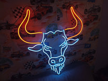 Load image into Gallery viewer, Bull head neon sign, longhorn bull neon sign, cow head neon sign