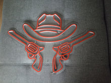 Load image into Gallery viewer, Cowboy Hat Neon Sign, Cowboy Led Neon Sign, Western Light Up, Gun Cowboy Neon Lights,Gaming Room Decor