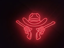 Load image into Gallery viewer, Cowboy Hat Neon Sign, Cowboy Led Neon Sign, Western Light Up, Gun Cowboy Neon Lights,Gaming Room Decor