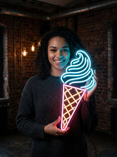 Load image into Gallery viewer, Ice Cream Neon Sign – Soft Serve Cone Shape | Bright Frozen Treat Shop Glow Highlight
