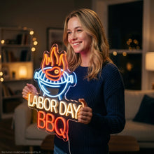 Load image into Gallery viewer, Labor Day BBQ Neon Sign, Labor Day Grill Neon Sign, BBQ Party Neon Sign