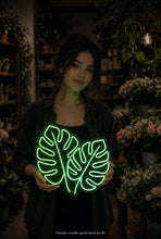 Load image into Gallery viewer, Monstera leaf neon sign, monstera flower neon sign, Neon Monstera Leaf, Monstera Leaf LED Neon Sign, Monstera LED Neon Sign, Monstera Leaf Green