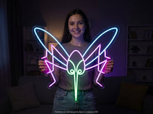 Load image into Gallery viewer, Mosquito Neon Sign, Front View Mosquito Neon Sign, Flying Mosquito Neon Sign Multicolor