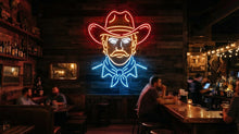 Load image into Gallery viewer, Mustache Cowboy Neon Sign, Western Cowboy Neon Sign Multicolor