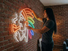 Load image into Gallery viewer, Tribal Chief neon sign, Peace Pipe Profile neon sign, Native Leader neon sign